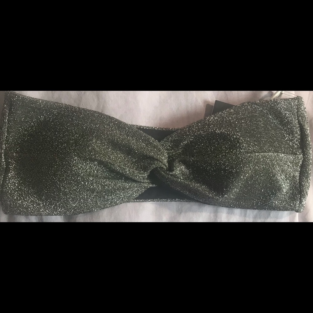 Swim bandeau top silver sparkle